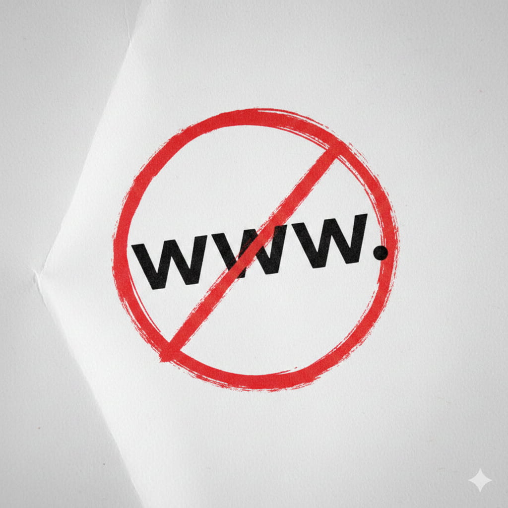 Ein rot eingekreistes, durchgestrichenes www. auf weißen Hintergrund.